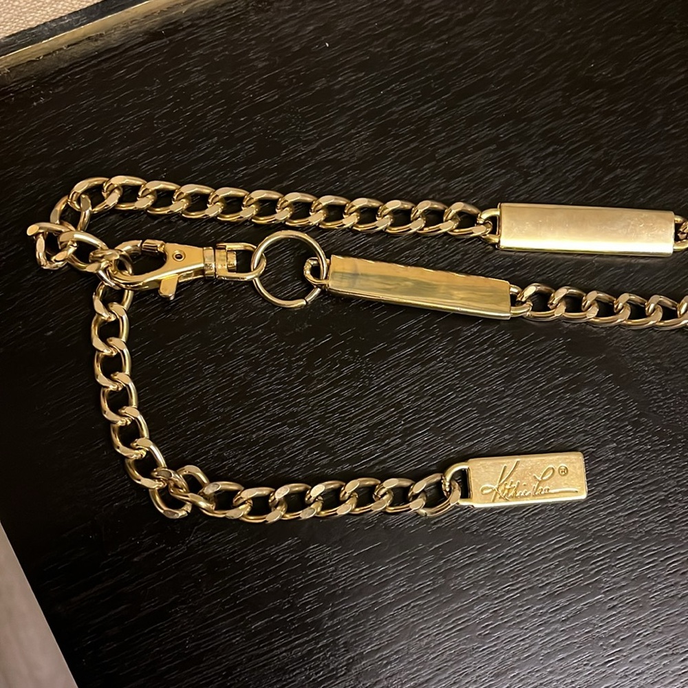 Vintage Kathie Lee Gold Plated Chunky Bar Runway Chain Belt - Picture 2 of 6